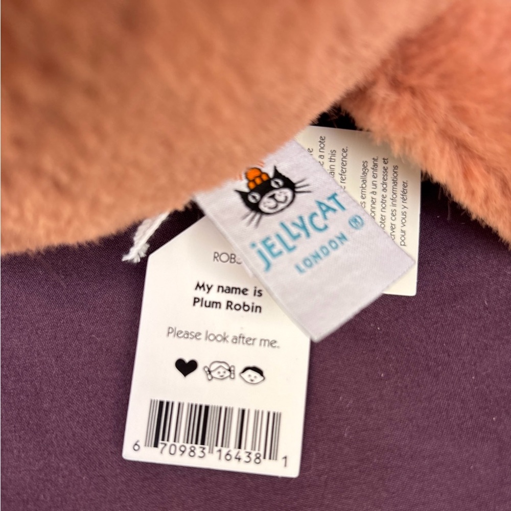 Jellycat Plum ROBIN authentic US seller in-hand HTF out of stock fat red brown - Picture 9 of 10